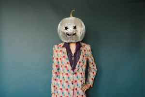 diy disco pumpkin head standing