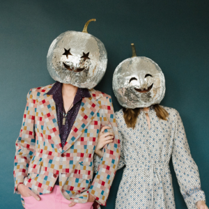 2 diy disco pumpkin heads